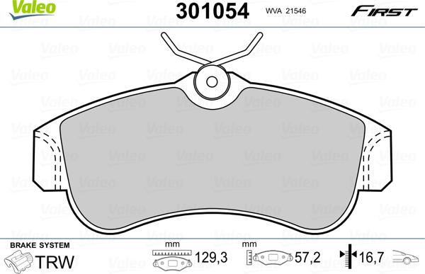 Valeo 301054 - Kit pastiglie freno, Freno a disco autozon.pro