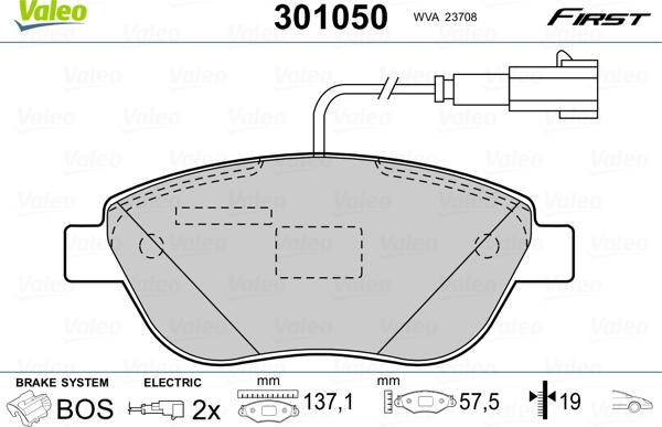 Valeo 301050 - Kit pastiglie freno, Freno a disco autozon.pro