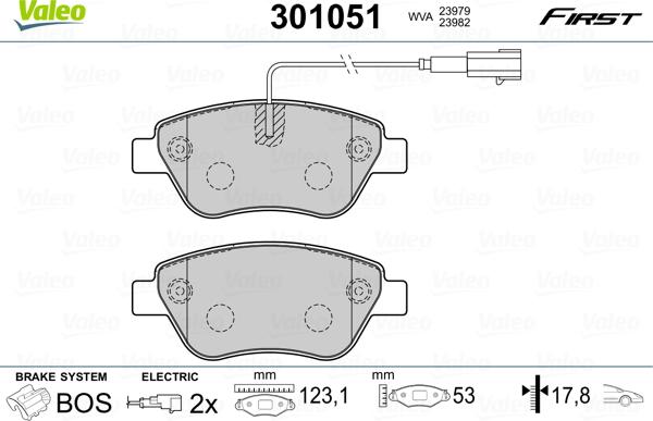 Valeo 301051 - Kit pastiglie freno, Freno a disco autozon.pro