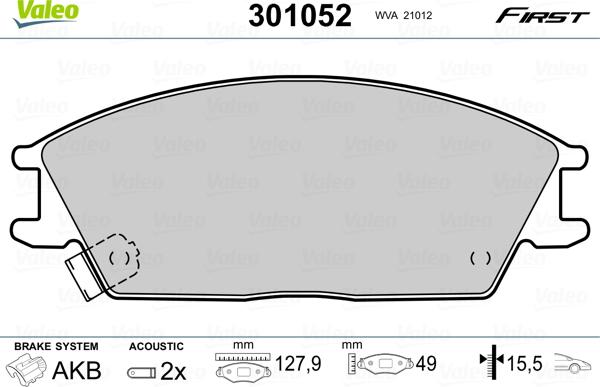 Valeo 301052 - Kit pastiglie freno, Freno a disco autozon.pro