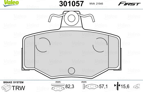 Valeo 301057 - Kit pastiglie freno, Freno a disco autozon.pro