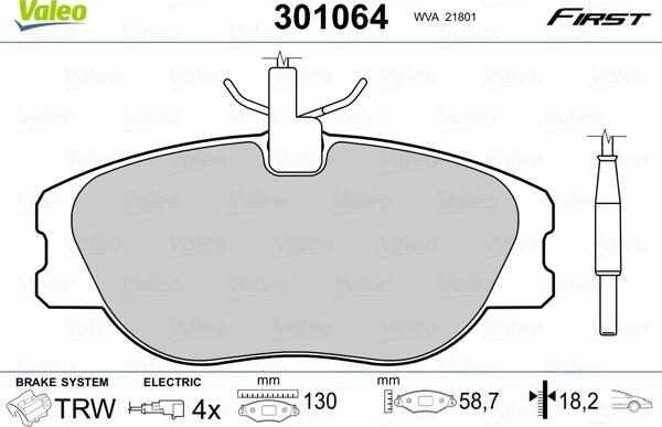 Valeo 301064 - Kit pastiglie freno, Freno a disco autozon.pro