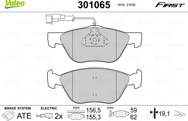 Valeo 301065 - Kit pastiglie freno, Freno a disco autozon.pro