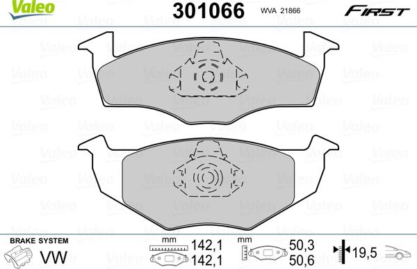 Valeo 301066 - Kit pastiglie freno, Freno a disco autozon.pro