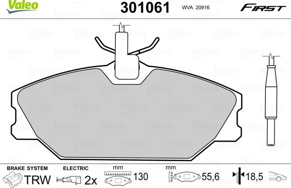 Valeo 301061 - Kit pastiglie freno, Freno a disco autozon.pro