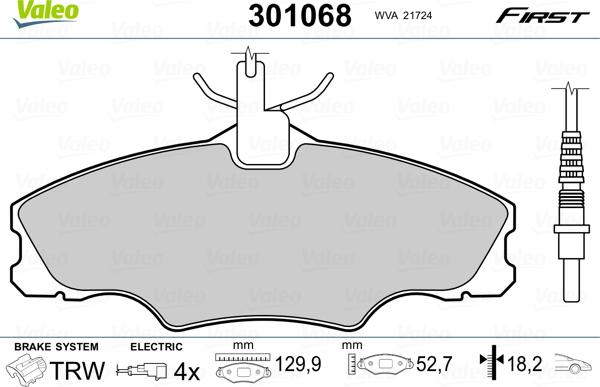 Valeo 301068 - Kit pastiglie freno, Freno a disco autozon.pro