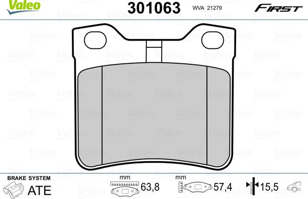 Valeo 301063 - Kit pastiglie freno, Freno a disco autozon.pro