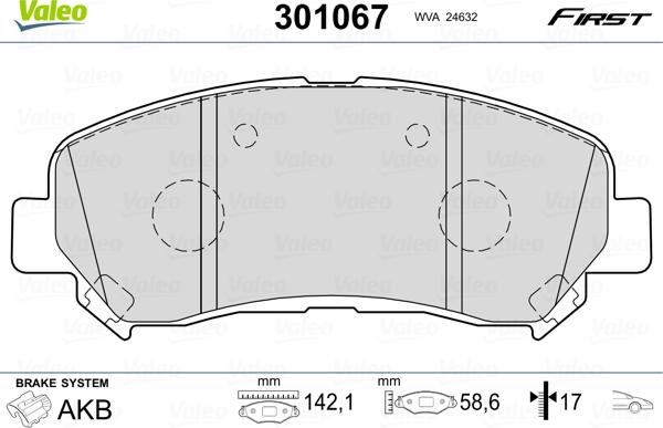 Valeo 301067 - Kit pastiglie freno, Freno a disco autozon.pro