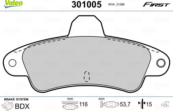 Valeo 301005 - Kit pastiglie freno, Freno a disco autozon.pro