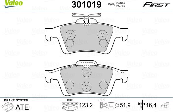 Valeo 301019 - Kit pastiglie freno, Freno a disco autozon.pro