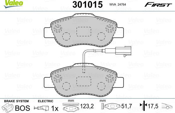 Valeo 301015 - Kit pastiglie freno, Freno a disco autozon.pro