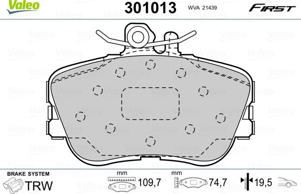 Valeo 301013 - Kit pastiglie freno, Freno a disco autozon.pro