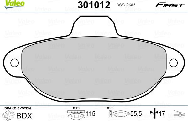 Valeo 301012 - Kit pastiglie freno, Freno a disco autozon.pro