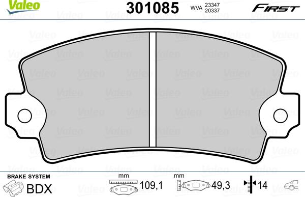 Valeo 301085 - Kit pastiglie freno, Freno a disco autozon.pro