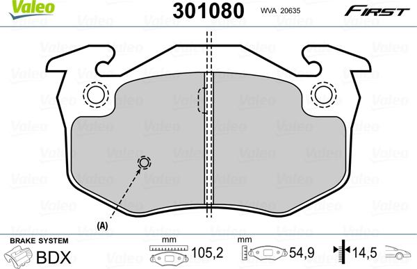 Valeo 301080 - Kit pastiglie freno, Freno a disco autozon.pro