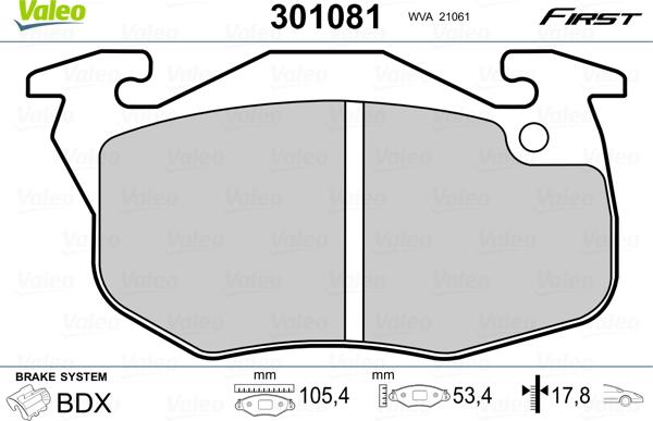 Valeo 301081 - Kit pastiglie freno, Freno a disco autozon.pro