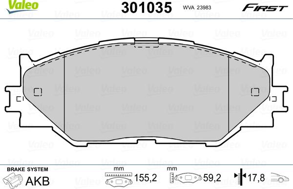 Valeo 301035 - Kit pastiglie freno, Freno a disco autozon.pro