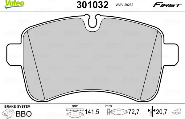 Valeo 301032 - Kit pastiglie freno, Freno a disco autozon.pro