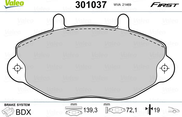 Valeo 301037 - Kit pastiglie freno, Freno a disco autozon.pro