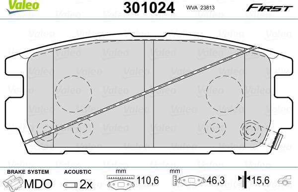 Valeo 301024 - Kit pastiglie freno, Freno a disco autozon.pro