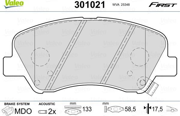 Valeo 301021 - Kit pastiglie freno, Freno a disco autozon.pro