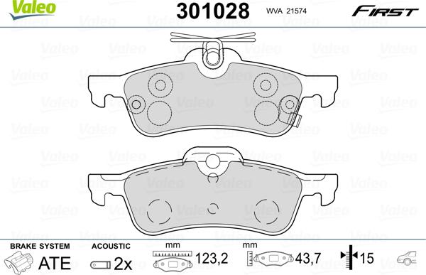 Valeo 301028 - Kit pastiglie freno, Freno a disco autozon.pro