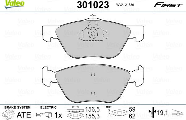 Valeo 301023 - Kit pastiglie freno, Freno a disco autozon.pro