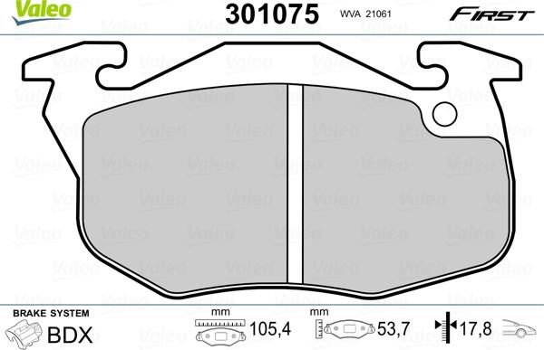 Valeo 301075 - Kit pastiglie freno, Freno a disco autozon.pro