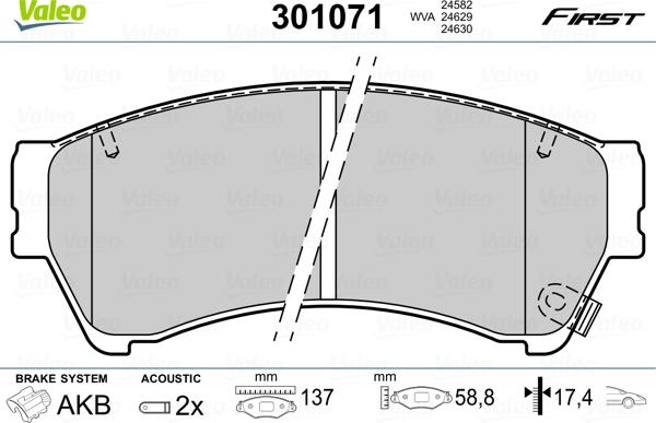 Valeo 301071 - Kit pastiglie freno, Freno a disco autozon.pro