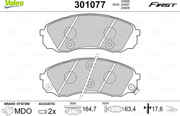 Valeo 301077 - Kit pastiglie freno, Freno a disco autozon.pro