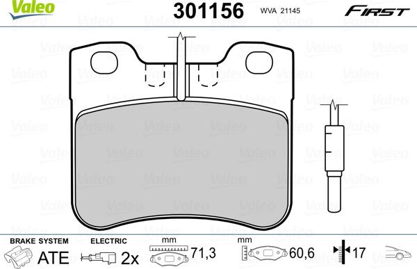 Valeo 301156 - Kit pastiglie freno, Freno a disco autozon.pro