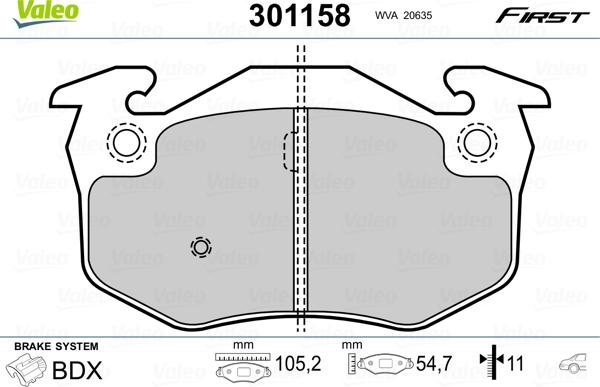 Valeo 301158 - Kit pastiglie freno, Freno a disco autozon.pro