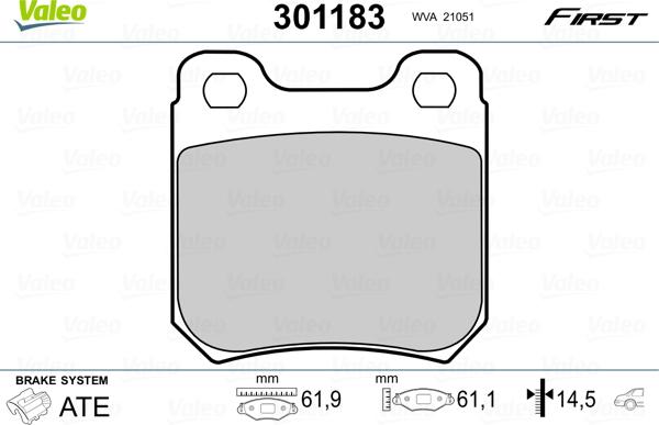 Valeo 301183 - Kit pastiglie freno, Freno a disco autozon.pro