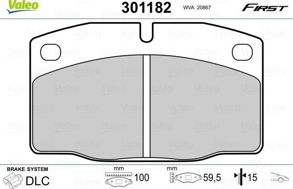 Valeo 301182 - Kit pastiglie freno, Freno a disco autozon.pro