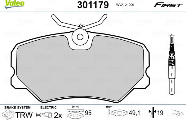 Valeo 301179 - Kit pastiglie freno, Freno a disco autozon.pro