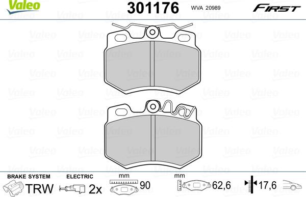 Valeo 301176 - Kit pastiglie freno, Freno a disco autozon.pro