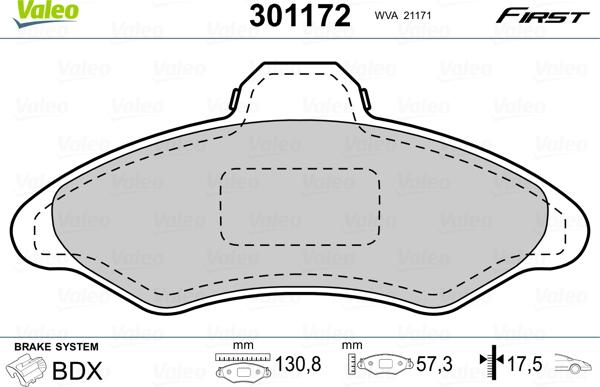 Valeo 301172 - Kit pastiglie freno, Freno a disco autozon.pro