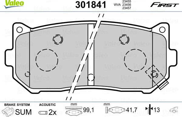 Valeo 301841 - Kit pastiglie freno, Freno a disco autozon.pro