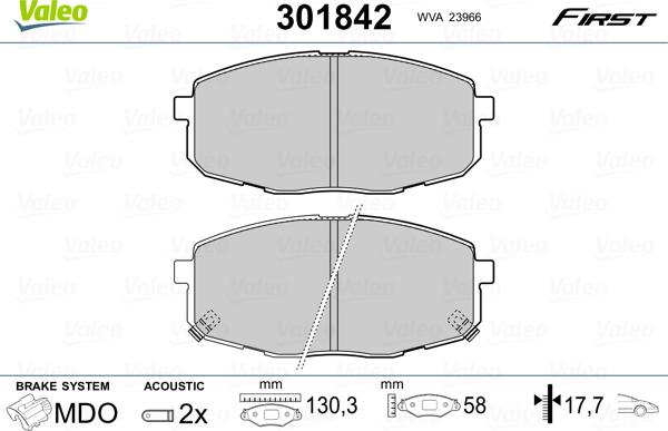 Valeo 301842 - Kit pastiglie freno, Freno a disco autozon.pro