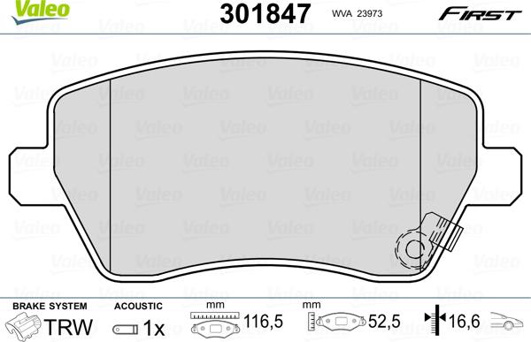 Valeo 301847 - Kit pastiglie freno, Freno a disco autozon.pro