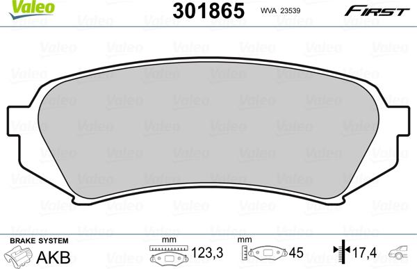 Valeo 301865 - Kit pastiglie freno, Freno a disco autozon.pro