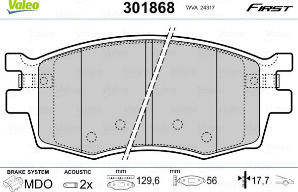 Valeo 301868 - Kit pastiglie freno, Freno a disco autozon.pro