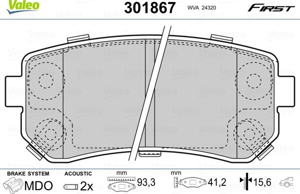 Valeo 301867 - Kit pastiglie freno, Freno a disco autozon.pro