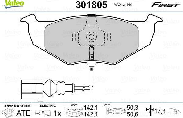 Valeo 301805 - Kit pastiglie freno, Freno a disco autozon.pro