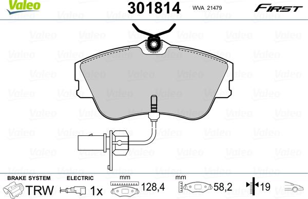 Valeo 301814 - Kit pastiglie freno, Freno a disco autozon.pro