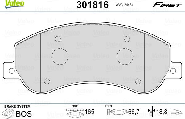 Valeo 301816 - Kit pastiglie freno, Freno a disco autozon.pro