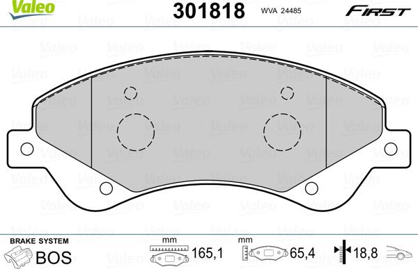 Valeo 301818 - Kit pastiglie freno, Freno a disco autozon.pro