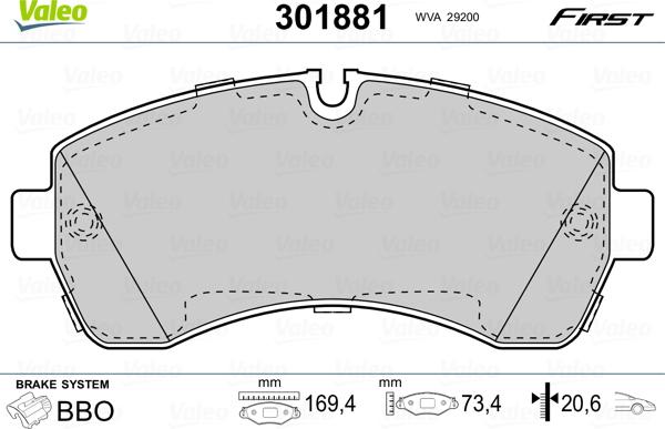 Valeo 301881 - Kit pastiglie freno, Freno a disco autozon.pro