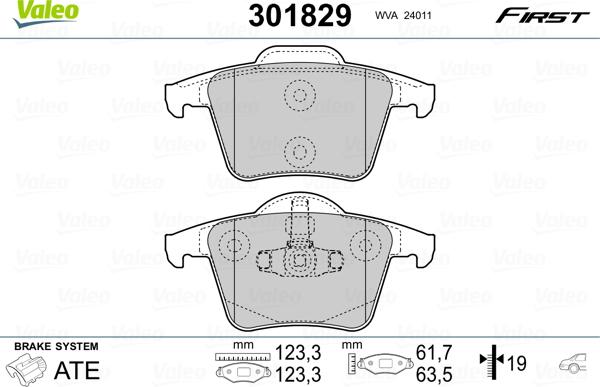 Valeo 301829 - Kit pastiglie freno, Freno a disco autozon.pro