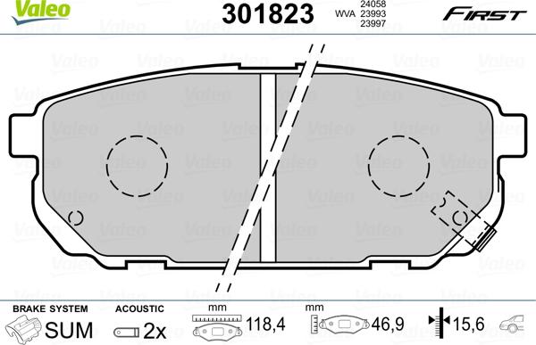 Valeo 301823 - Kit pastiglie freno, Freno a disco autozon.pro